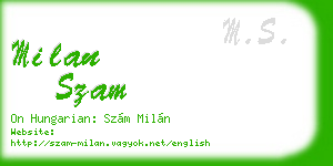 milan szam business card